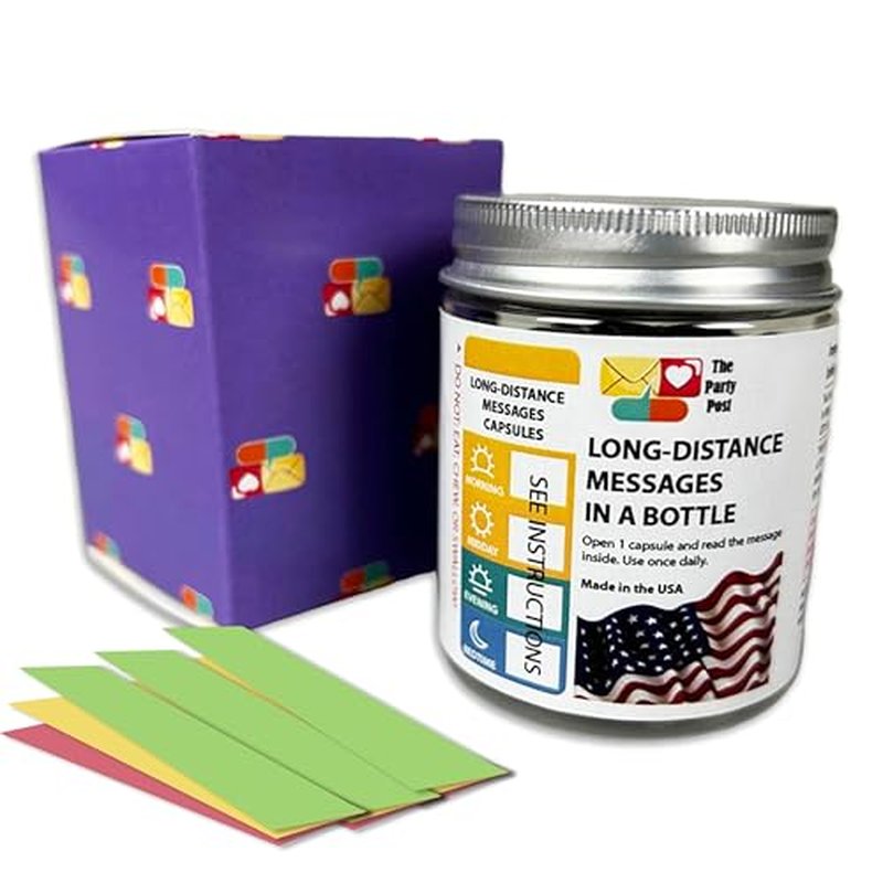 Long Distance Relationships Gifts Love Messages in a Bottle for Boyfriend or Girlfriend, 50 Empty Slips, Capsules, Jar for You to Fill In Cute Anniversary Present for Him, Her, Valentine's Day Gift