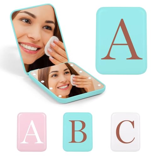 STINI Birthday Gifts for Women - Gifts for Women, Gifts for Mom Sister Daughter in Law, Friend Gifts, Compact Pink Lighted Makeup Mirror Initial K