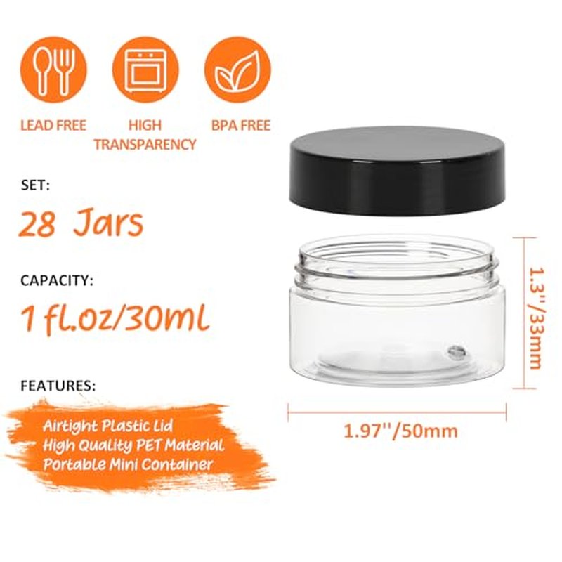 Jaisie.W Plastic Jars with Lids 16 oz 24Pack,Empty Clear Plastic Jars with Lids for Storage, Round Leakproof Containers for Nuts,Cookies,Dried Fruit,Small Snacks(16fl.oz,set of 24)