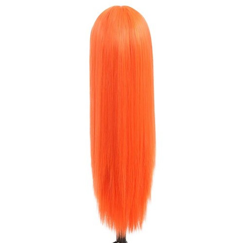Tseses Orange Wig with Bangs Long Straight Orange Wigs for Women Cosplay Wigs Heat Resistant Synthetic Wig for Daily Party Halloween Use