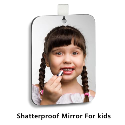 quegau Shower Mirror for Small Mirror, Small Wall Mirror (Medium 2 Pack 8 x 6 Inch) Shatterproof Shower Mirror for Shower, Unbreakable Plexiglass Makeup Mirror, Travel Camping Shower Mirrors