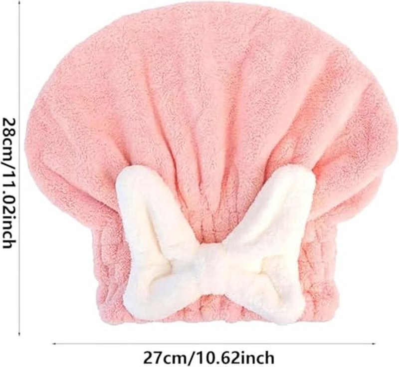 ZANWANXIN New Super Absorbent Hair Towel Wrap for Wet Hair, Efficient Absorbent Hair Towel Wrap, Quick-Drying Thickened Soft Bow Tie Wet Hair Towel Wrap for Women, Bow Knot Hair Towel Wrap (All)