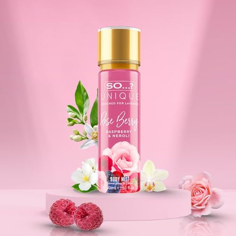 So...?…?… Unique Rose Berry Body Mist - Floral, Fruity Body Spray for Women - Perfume for Women with Rose, Vanilla, Musk Notes - Gifts for Women - 5.1 oz (Pack of 3)