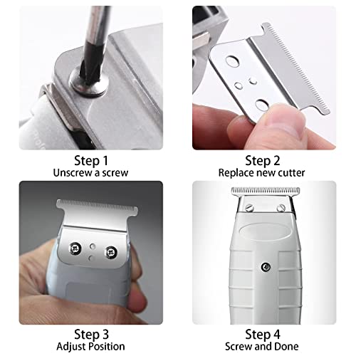 Replacement Blades Compatible with Andis T Outliners, GTX Trimmer Hair Clipper T Outliners Blade (sliver steel T blade + sliver steel blade),1 PACK