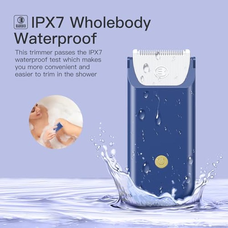 LEMULEGU Women Bikini Trimmer - Pretty Mini Wet/Dry Body Shaver Groomer Waterproof Rechargeable Cordless Hair Removal Razor for Gental Grooming Blue