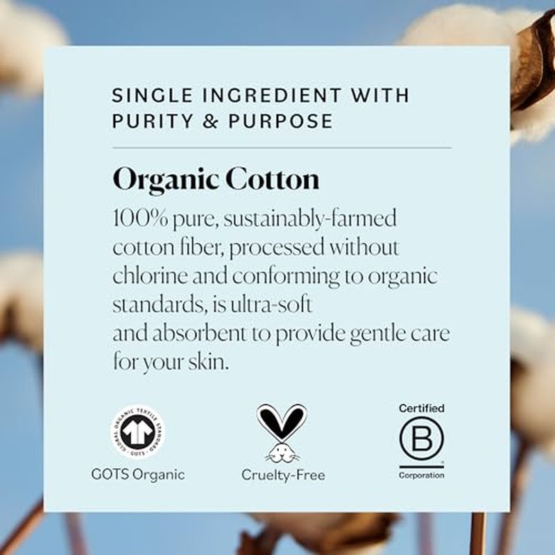Sky Organics Organic Baby Cotton Swabs for Baby, 100% Pure Organic Cotton, GOTS Certified Organic Cotton, 60 Count