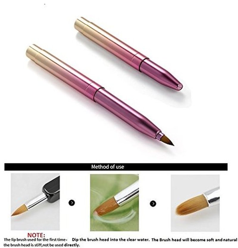 Exquisite Professional Lip Brush Applicators-Retractable Lipstick Brushes- Lipstick Gloss Makeup Brush Tool For Women and Girls (Two-Head-Gradient)