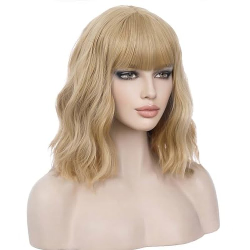 BERON 14 Inches Rainbow Wig Short Curly Wig Women Girl's Synthetic Wig Rainbow Wig with Bangs Wig Cap Included