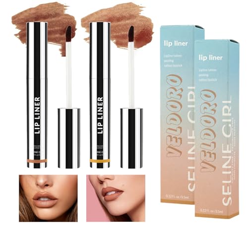 Veldoro Lip Stain, Veldoro Peel Off Lip Stain, Nude Lipliner Makeup,Lip Liner Stain Peel, Lip Stain -Peel & Reveal, Long-Lasting Plumper Lips (Dark Brown+Light Brown, One size)