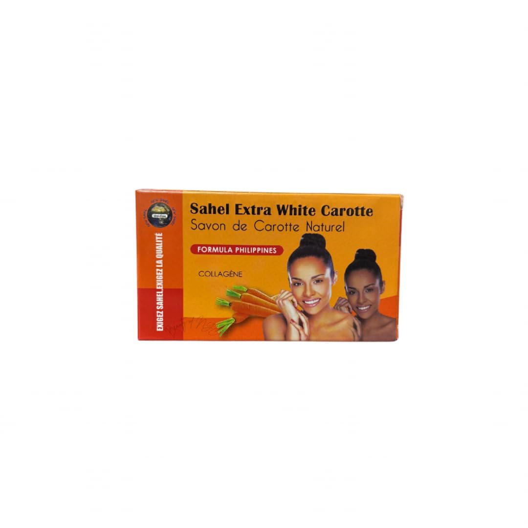 Sahelwhite Extra White Carotte Soap 180g – Natural Carrot Extract Body Bar – Cleansing & Nourishing Face and Body Soap – Savon de Carotte Naturel – Helps Improve Skin Clarity & Radiance