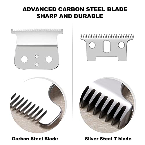 Replacement Blades Compatible with Andis T Outliners, GTX Trimmer Hair Clipper T Outliners Blade (sliver steel T blade + sliver steel blade),1 PACK