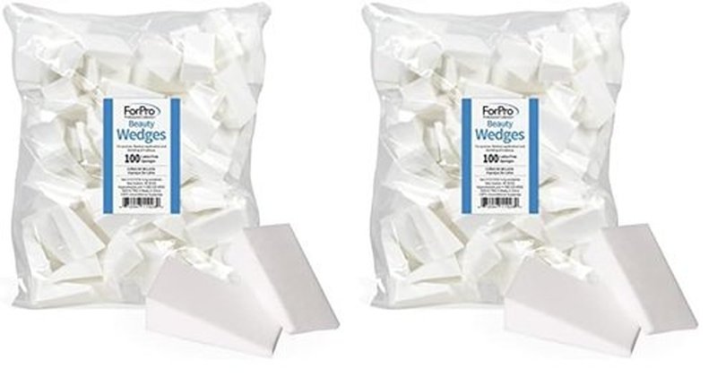 ForPro Beauty Wedges, Latex Free Foam Sponges, Makeup Blenders for Powder and Liquid Makeup, 100-Count (Pack of 2)