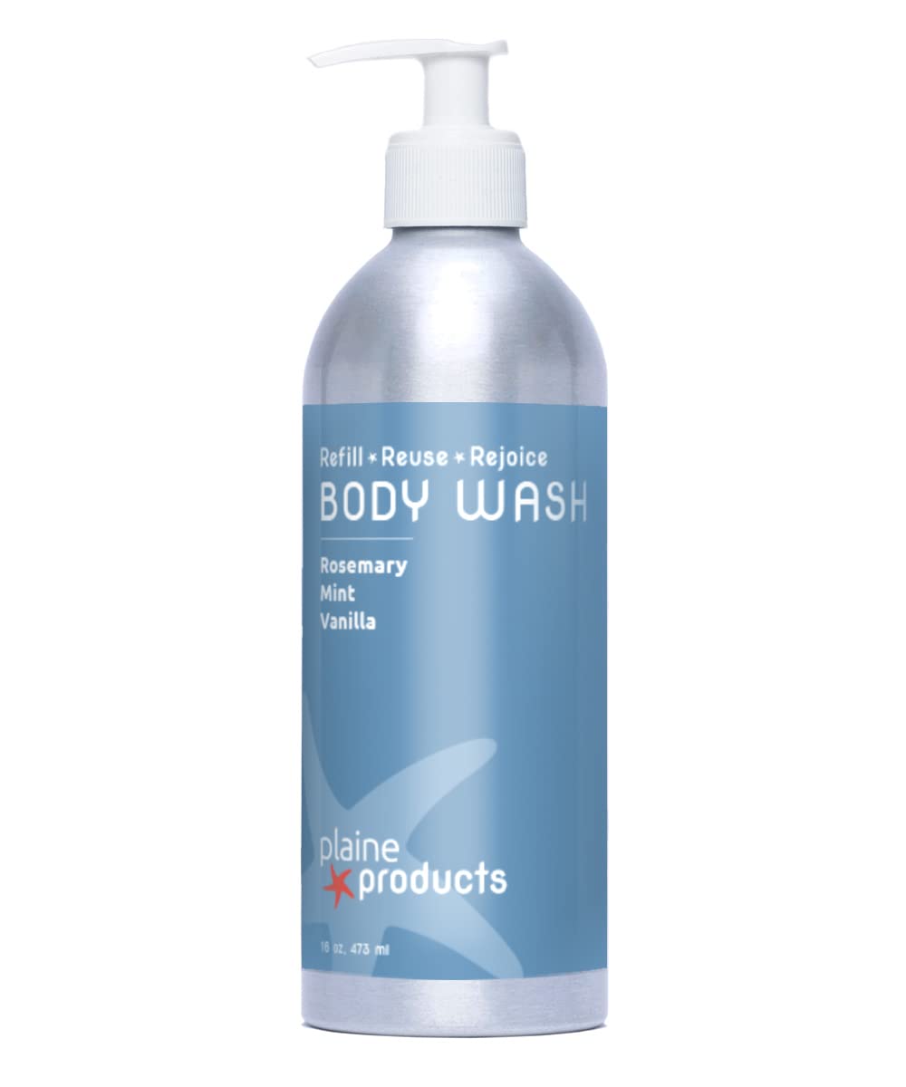 Plaine Products Returnable, Refillable Body Wash: Rosemary, Mint, Vanilla 16 oz (Original with pump)