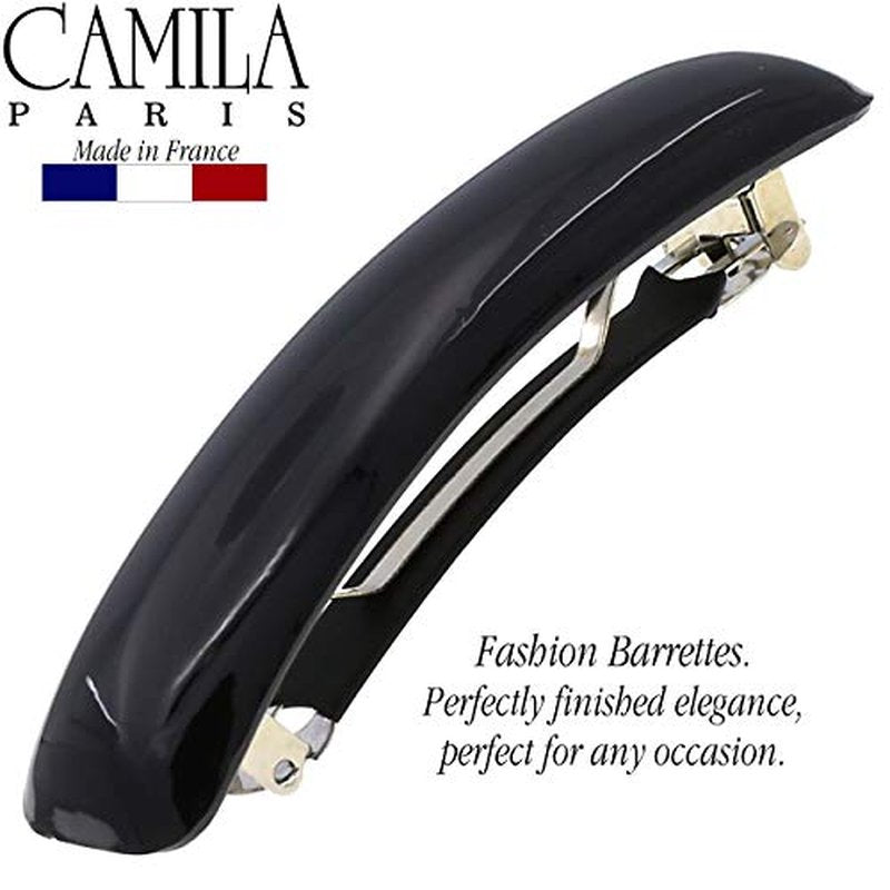 Camila Paris CP3019 French Hair Barrette Clip for Girls, Black, Rubberized Metal Clasp Strong Hold Grip Hair Clips for Women, No Slip Durable and Styling Girls Hair Accessories, Made in France