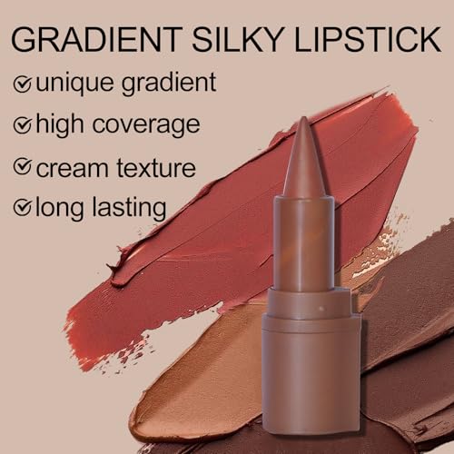 Erinde 2-in-1 Gradient Lip Liner and Lipstick Lip Combo Set, Matte Nude Dark Brown Red Lip Liner Creamy Lip Pencil Crayon, High Pigmented Long lasting Lipstick Makeup, 04# Toffee