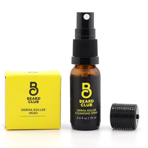 Beard Club Derma Roller Replacement Head & Cleansing Spray - 0.3mm Titanium Microneedles - Replace, Clean and Prolong Derma Roller Life