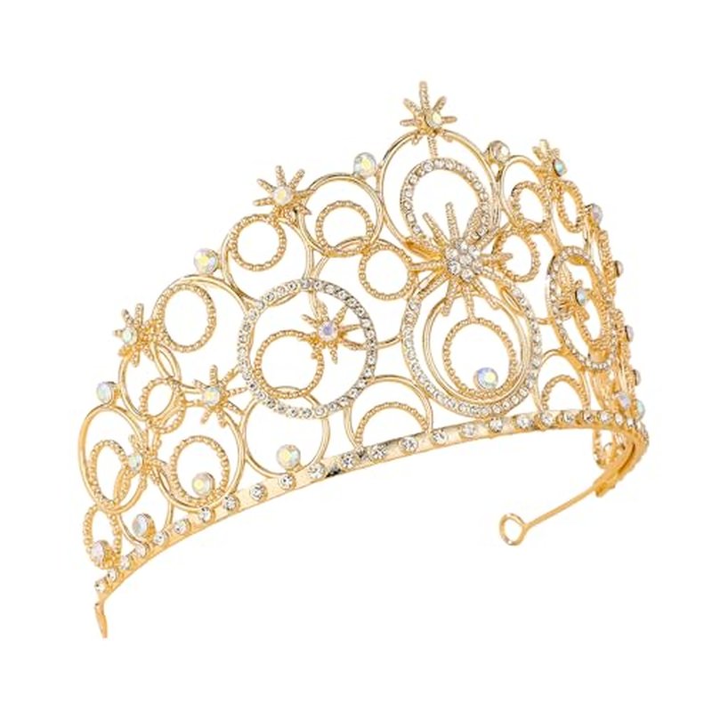 JITINX Crystal Crowns for Women, Crystal Bubble TiaraBride Royal Queen Headband Princess Headpieces for Women Bridal Wedding Prom Birthday Party Crowns (Gold)