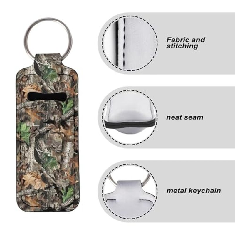 SEANATIVE Camo Hunting Chapstick Holder 5 PCS Lipstick Holder Keychain Lipstick Sleeve Pouch Lip Balm Holder Lipstick Bag for Keychain Travel Accessories Gift for Girls and Women