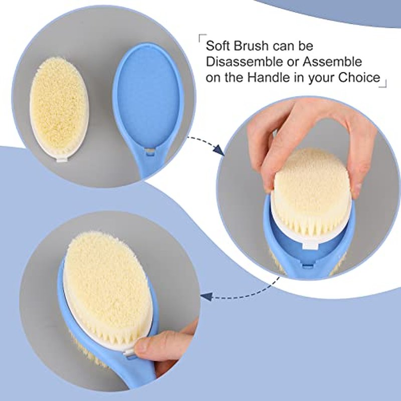 Shower Brush with Soft and Stiff Bristles,20.5" Extra Long Handle Dual-Sided Back Scrubber Bath Brush Body Exfoliator for Wet or Dry Brushing (Extra Long Handle)