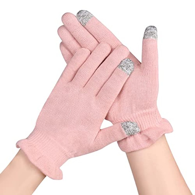 Donfri 2 Pairs Moisturizing Gloves Overnight Kids Cotton Gloves for Eczema Lotion Gloves for Dry Hands,Gloves with Touchscreen Fingers Sleeping (XS)