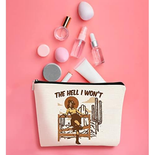 Cowgirl Western Makeup Bag£¬Cowgirl Gifts£¬Cowgirl Gifts for Women£¬Western Gifts£¬Cowgirl Stuff£¬Western Gifts for Women£¬Retro The Hell I Won't Cowgirl Makeup Bag