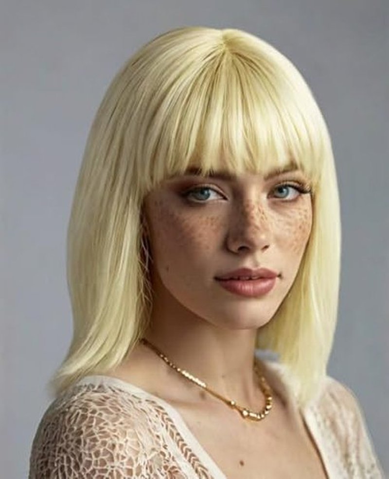 MeaYOO Blonde Wig with Bangs for Women, 12 Inch Blonde Bob Wig Short Wigs Straight Synthetic Wig for Daily Party Use, Natural Looking Shoulder Length Heat Resistant Fiber Wigs, Colorful Cosplay Wigs