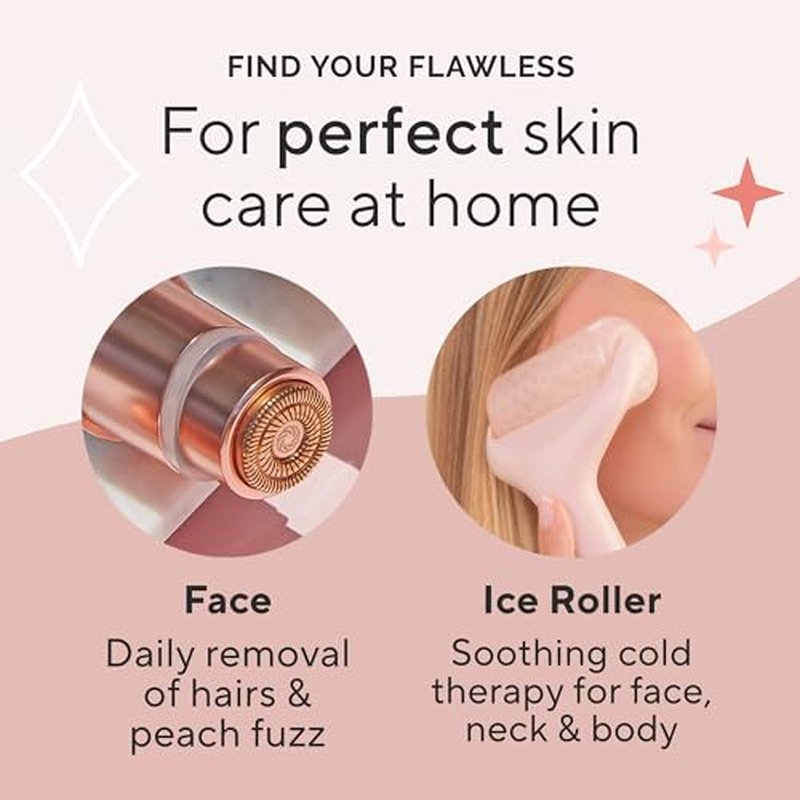 Finishing Touch Flawless Contour Vibrating Facial Roller & Massager, Rose Quartz