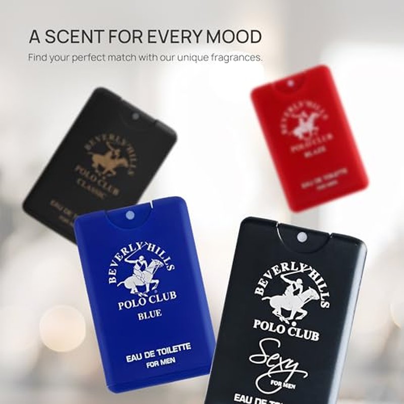 Beverly Hills Polo Club Pocket Size Collection, 4 Piece Cologne Gift Set for Men, Pack of 1, 0.68 fl oz