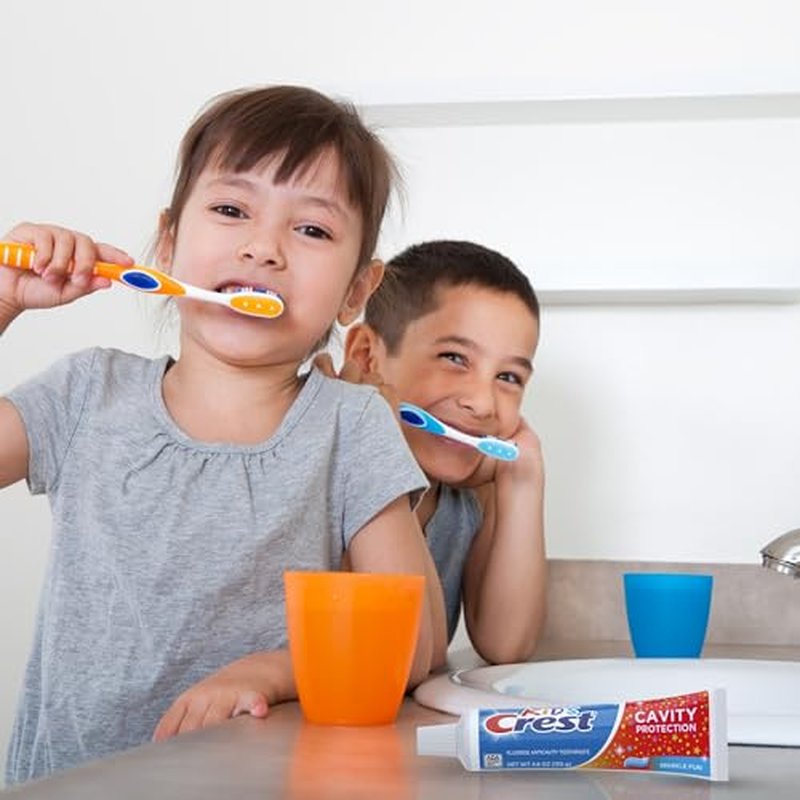 Crest Kids Cavity Protection & Enamel Care Bundle by VenDesta: 2-Pack Crest Kid's Cavity Protection Toothpaste Sparkle Fun Flavor Toothpaste, 4.6 oz - Crests Effective Dental Defense.