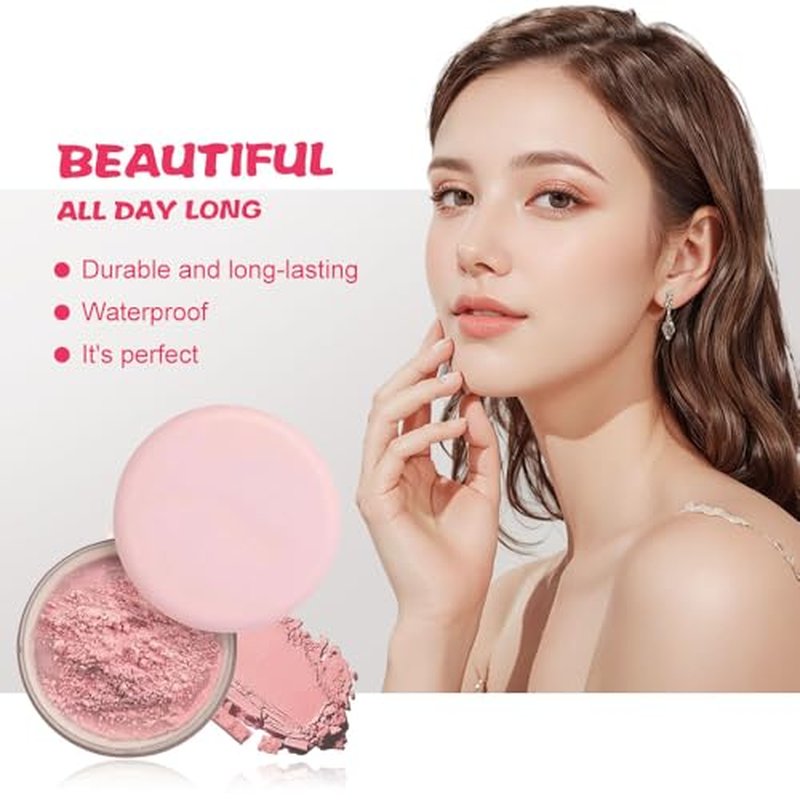 Blurring Setting Powder, 2025 New Waterproof Setting Powder Pink Setting Powder Makeup for All Skin Tones (01#, M)