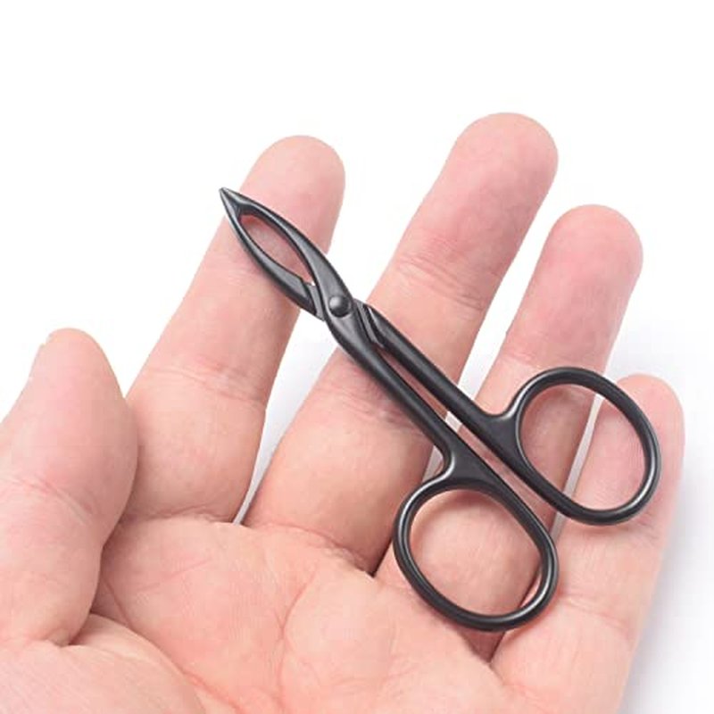 Motanar 2 Pieces Tweezers Scissor Handle Straight Tip Scissor Shaped Eyebrows Tweezers for Hair Plucker Remover Facial Hair Eyebrows Care (Black)