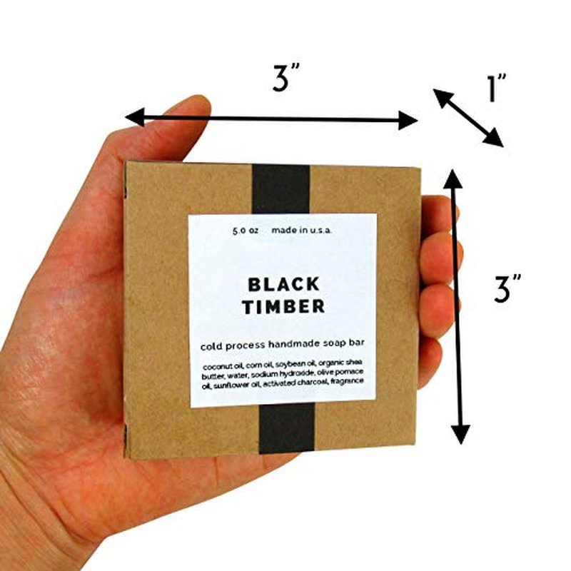 Missamé Cold Processed Handmade Soaps in Unisex Fragrances, 3 Pack Full Size Bars, Made in USA (Black Timber)