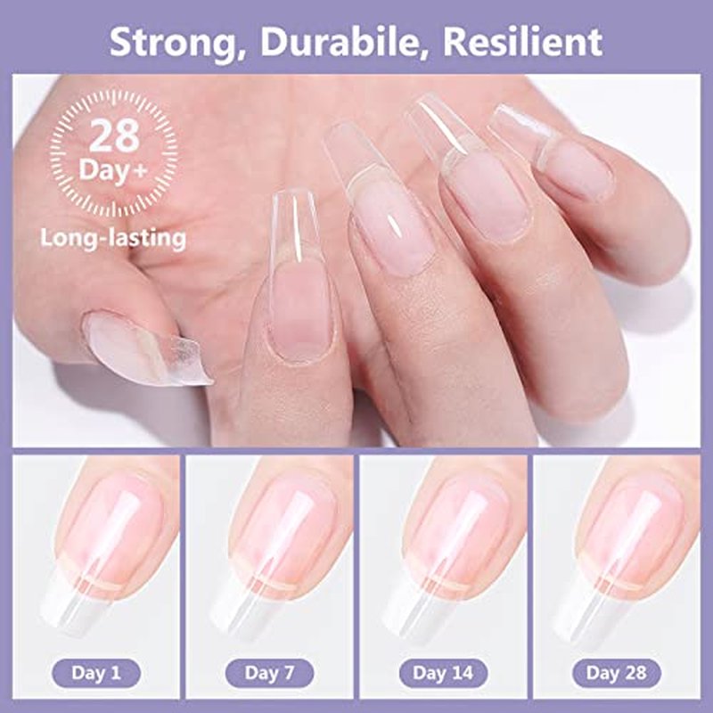X&D Poly Gel Nail Kit Polygel Quick Dry Natural Clear Polygel 5 Colors Nail Extension Balance Builder Gel with Dual Forms, Gel Brush with Spatula, Professional Nail File and Buffer Set