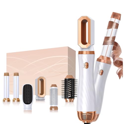 6 in 1 Blow Dryer Brush, Detachable Hair Dryer Brush Air Curler Air Styler Wrap, Curly Twist Hot Curling Iron, Blow Dryer Hot Styler Negative Ion, Travel Hair Styling Tool