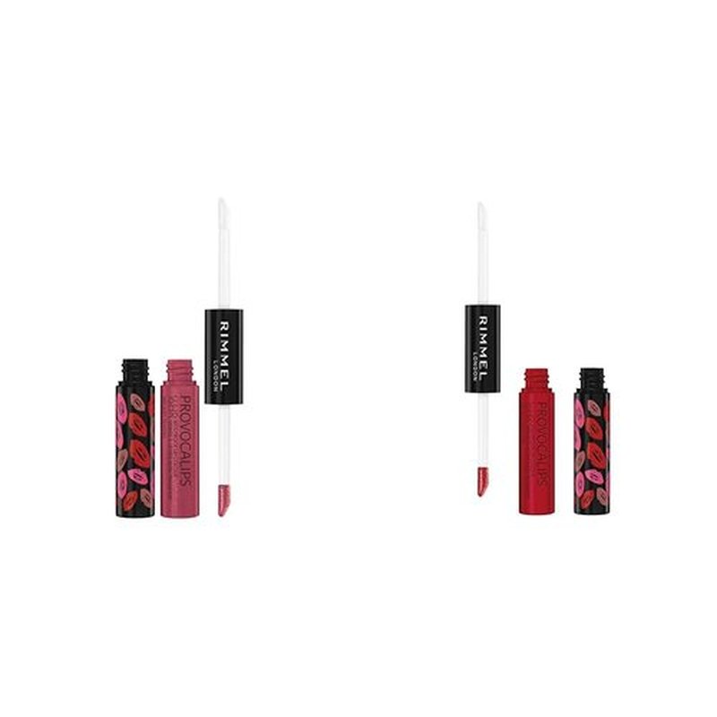Rimmel London Provocalips 16hr Kiss-Proof Lip Color Bundle - 005 Just Teasing & 550 Play With Fire, 14 fl.oz. Each