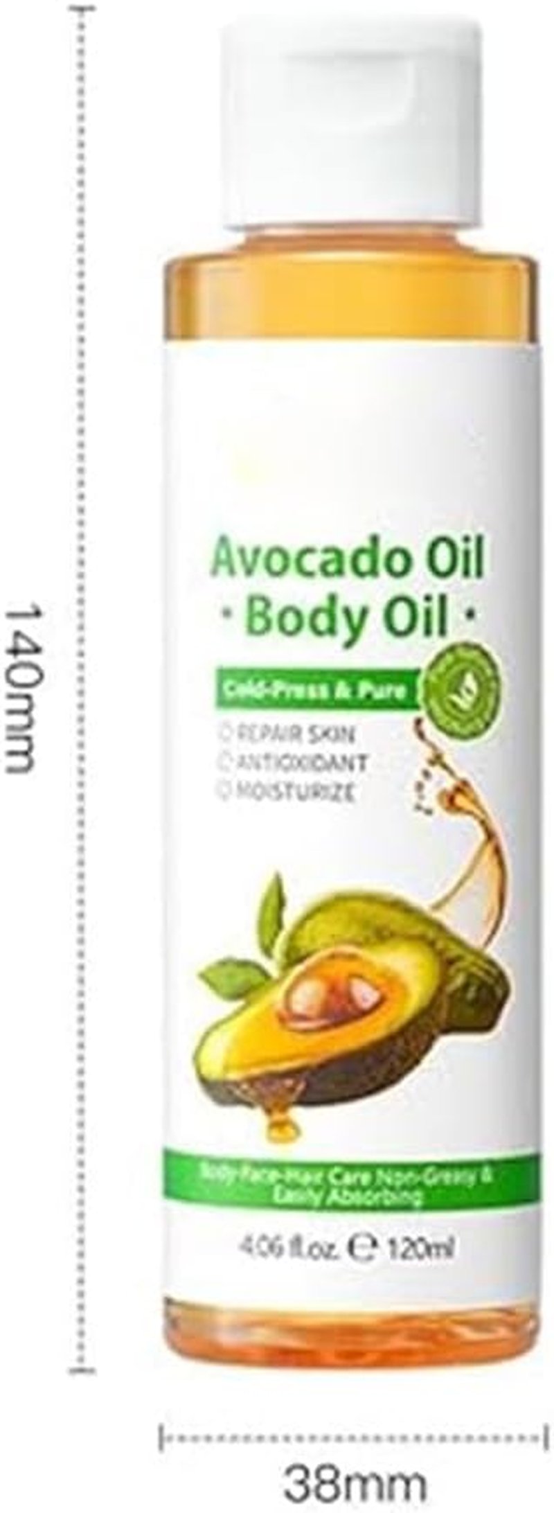Avocado Oil Body Massage Oil - Daily Moisturizing Hydrating Oil for Dry Skin & Hair Care | Anti-Wrinkle Formula