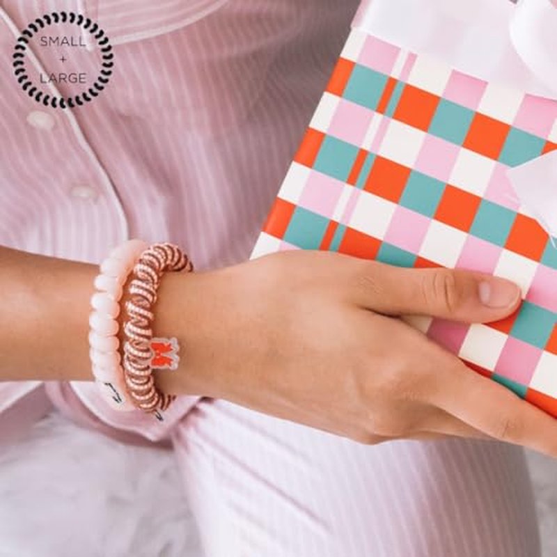 TELETIES - 2024 Holiday Ornament - Spiral Hair Coils - Ponytail Holder Hair Ties for Women - Phone Cord Hair Ties - Strong Grip, No Rip, Water Resistant, No Crease - Mixed 5 Pack
