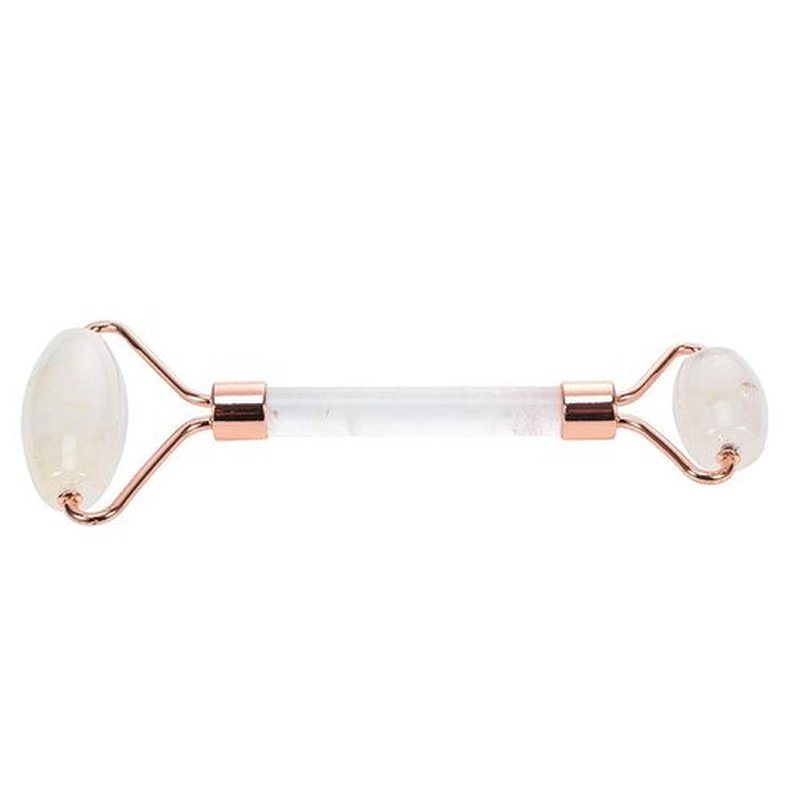White Face Roller – Skin Care Tool Made of Clear Quartz – Facial Skin Care Products for Improved Circulation – Face Massager Compatible with All Skin Types – For a Fresh and Firm Looking Skin