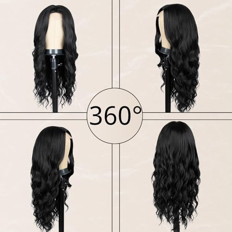 Long Auburn Wig for Women 26 Inch Middle Part Wavy Women Charming Wigs Realistic Natural Looking Synthetic Heat Resistant Fiber Wig for Daily Party Use