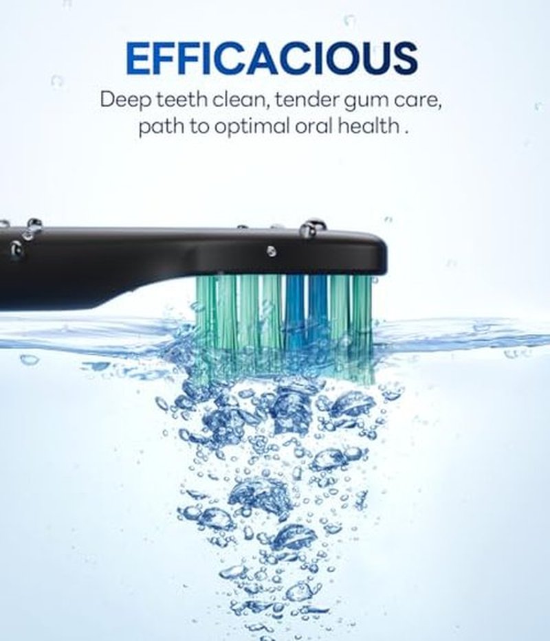 Bymore Electric Toothbrush for Adults,Travel Sonic Toothbrush with 8 Replacement Heads, Ultra Clean Rechargeable Toothbrush Portable One Charge for 330days 5 Modes 2mins Timer-Black
