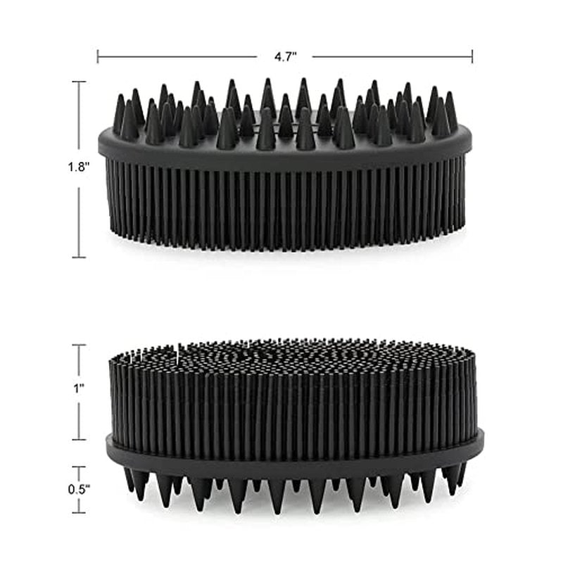 Upgrade Body Scrubber and Hair Shampoo Brush, All in One, Premium Silicone Loofah, Exfoliating Body Brush, Shower Scrubber for Body, Scalp Massager for Women, Men, Pet (1PC Black)