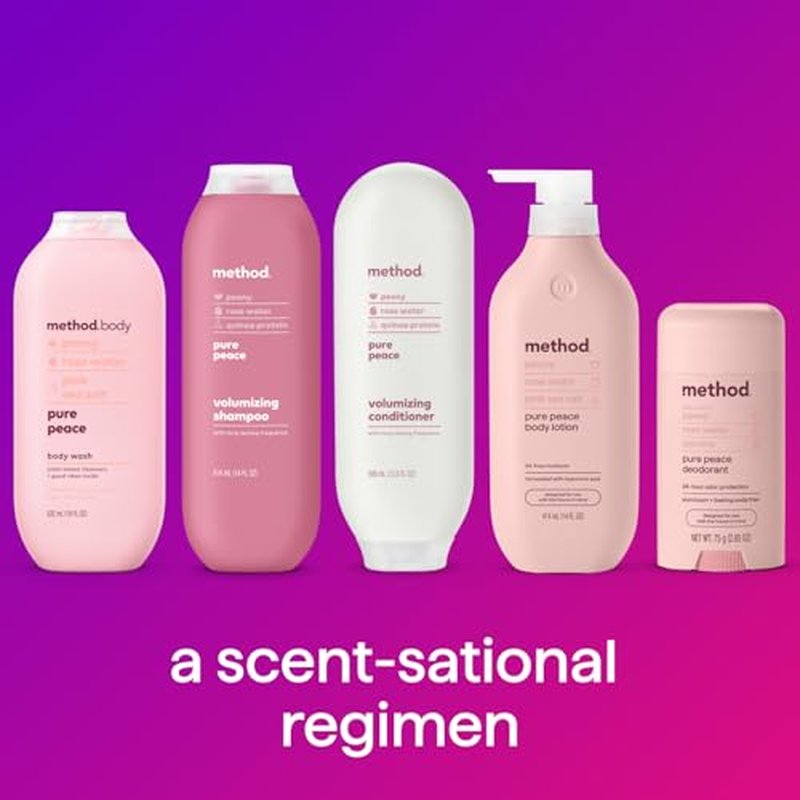 Method Deodorant, Pure Peace, Rose Water, Peonies + Pink Sea Salt notes, 24 Hour Odor Protection, 2.65 oz