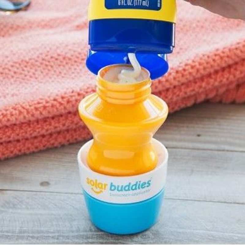 Solar Buddies Sunscreen Applicator - Single Pink - Refillable Roll on Sponge Sunscreen, Suncream & Lotion Applicator For Kids, Adults & Families - Holds 3.4fl oz, Perfect Size for Travel