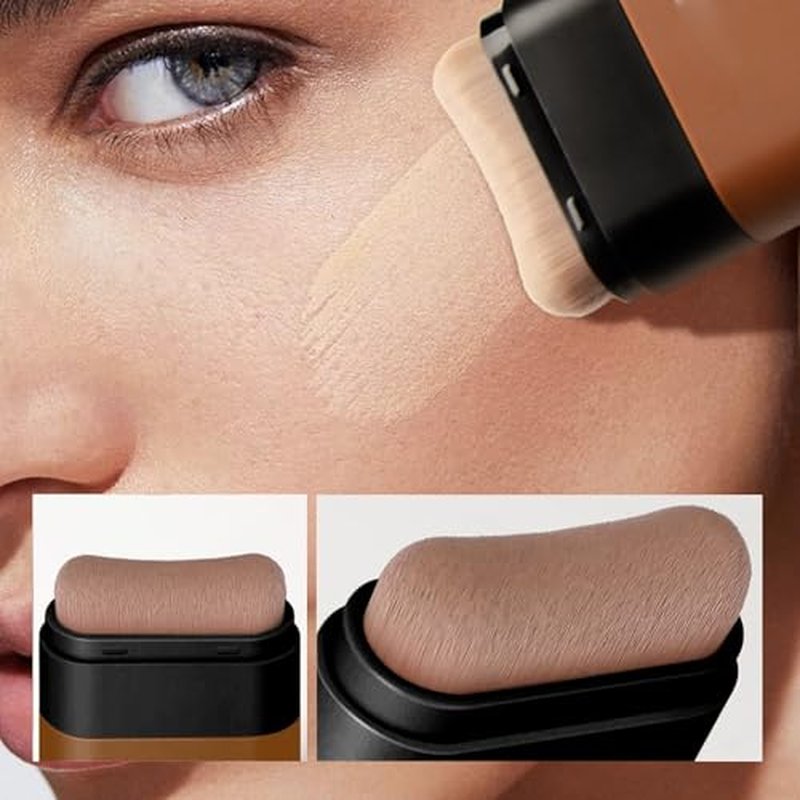 Korea Flawless Eraser Foundation Stick,Cooklesa Hydrating Lightweight Foundation Stick with Brush,Multiuse Foundation Stick Makeup Lightweight,Foundation Stick Makeup Built-In Foundation Brush (#1, 1)