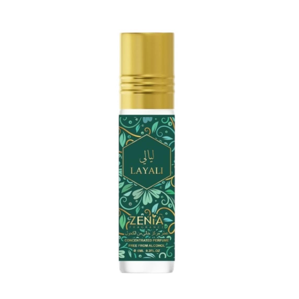 Zenia Layali Perfume Oil Roll-On – 6ml / 0.2oz | Long Lasting Alcohol-Free Sweet Floral Fragrance Oil with Vanilla, Caramel, Jasmine & Vetiver