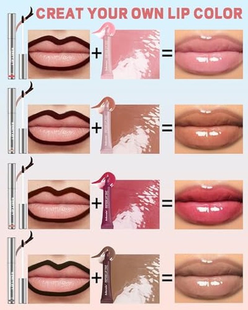 Peel Off Lip Liner Stain Tattoo, Long Lasting Waterproof Nude Lip Stain Peel off Tattoo Lip Liner & Tinted Pink Lipstick Combo, Non-Stick Cup Moisturizing Lip Tint Blam Women Lip Makeup,Set A