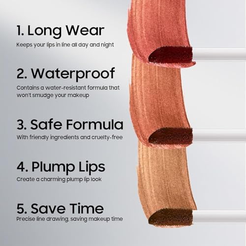 Ihrlpxkc Lip Liner - Tattoo Peel Off Lip Stain, Long-Lasting Moisturizing Lip Stain, Waterproof Nourishing Lip Liner with Matte Finish, Create Natural Lip Color for All Skin Tones (Cocoa)