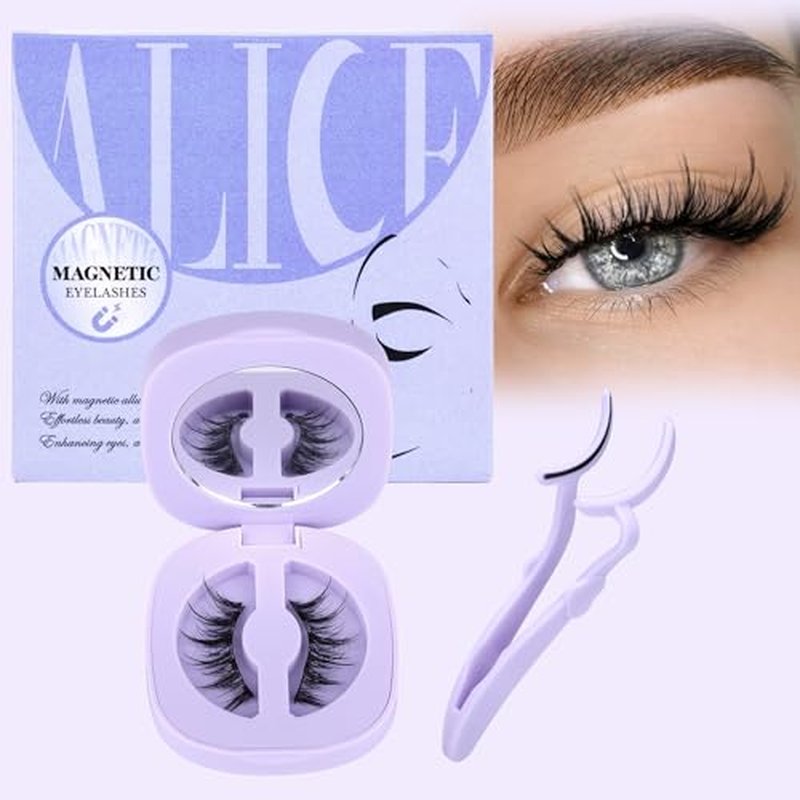 ALICE Magnetic Eyelashes without Eyeliner Natural Reusable Magnetic Lashes Kit with Applicator Anime No Glue Needed Lashes 1 Pairs Manga Magnetic Eyelashes Kit