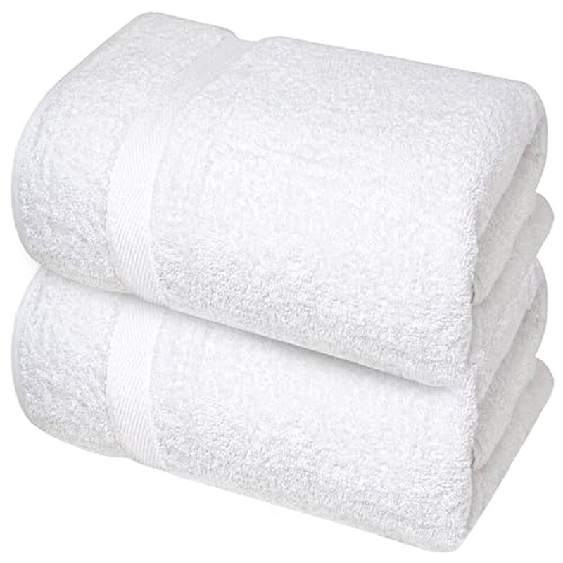 Infinitee Xclusives Premium Cotton Bath Mats – Pack of 2, (34x22 Inches) [Not a Bathroom Rug] Ultra Soft and Super Absorbent Floor Mat, Machine Washable (Brilliant White, Towel Bath Mats)