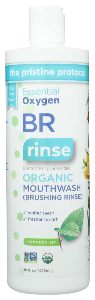Essential Oxygen Plus Peppermint Brushing Rinse, 16 Ounce - 2 per case.